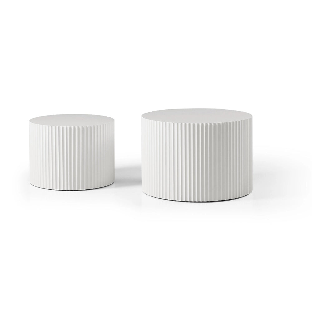 Set di tavolini moderni - Xylo - 60*40+48*35 - Bianco opaco - Bordo ondulato design impilabile