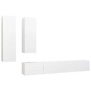 Set di mobili da 4 pezzi tra cui armadio credenza mobile TV televisore per soggiorno camera da letto salotto legno ingegnerizzato bianco 02_0024298