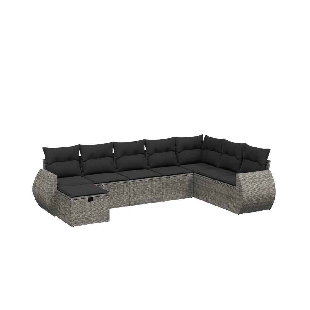 Set Divano da Giardino 8 pz con Cuscini Grigio in Polyrattan 3264206