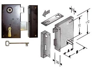 SERRATURA DA APPLICARE PER CANTINE 185- - entrata mm.55 lunghezza mm.80 SX - 2 pezzi BONAITI