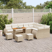 Set di SofÃ  da Giardino da 13 Pezzi con Cuscini Beige Polirattan Acacia