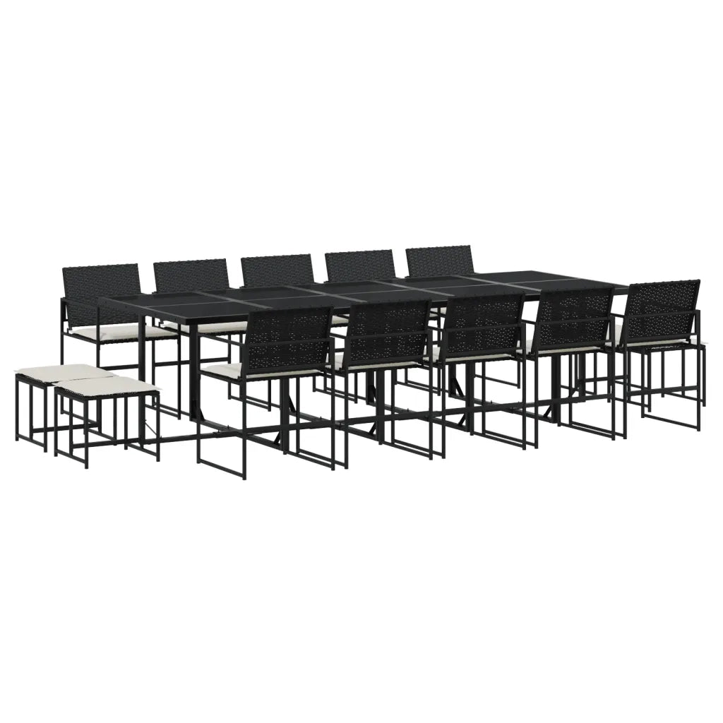 vidaXL Set da Pranzo da Giardino 15 pz con Cuscini Nero in Polyrattan