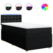 Letto singolo | Letto per adulti | Giroletto a Molle con Materasso Nero 80x200 cm inTessuto