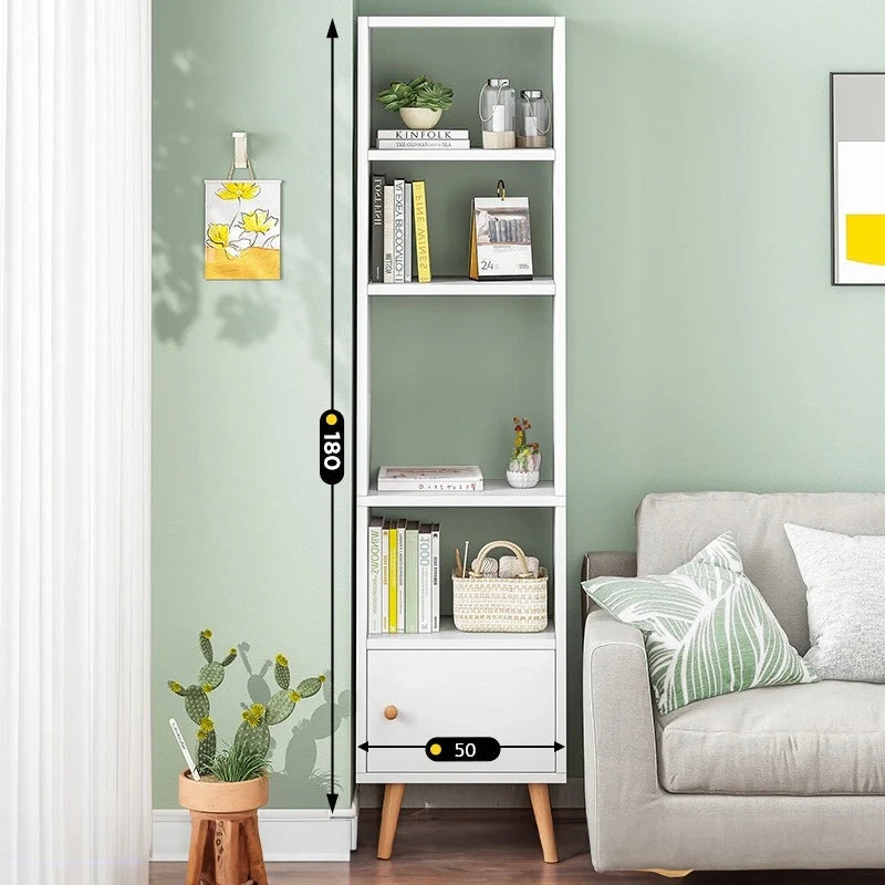 Scaffale bianco per libri Ripiani alti Colonna scandinava Armadio loft