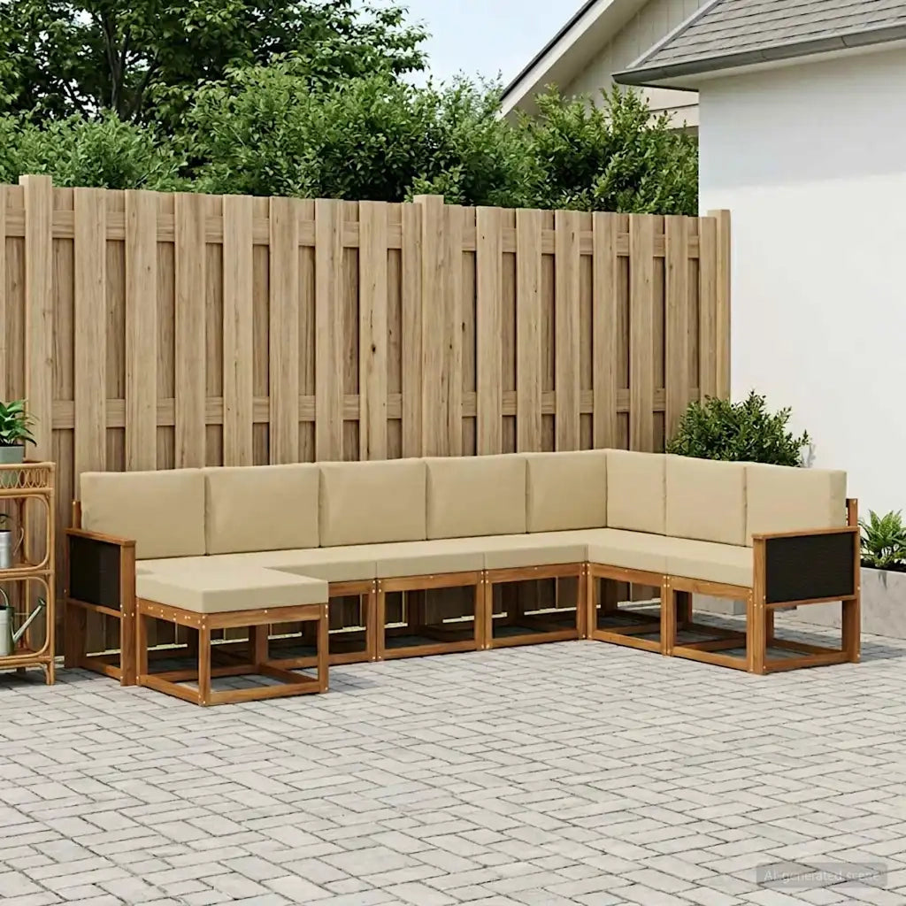 Set di divani da esterno 8 pz Naturale e Beige 3385444