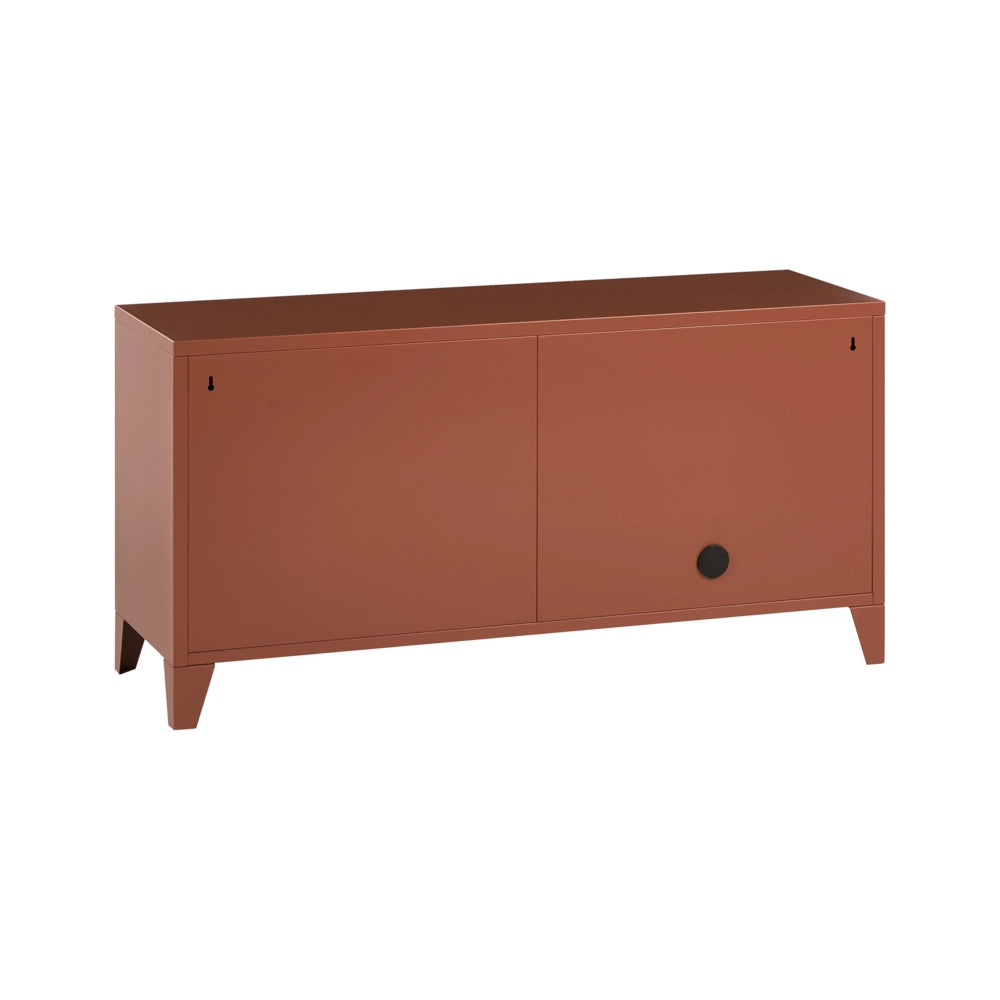 Credenza in acciaio, 3 ante, ripiani regolabili, marrone dorato stile industriale home office