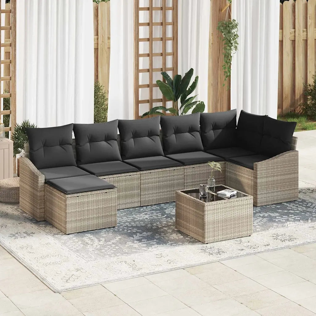 Set Divano da Giardino 8 pcs Grigio chiaro polyrattan 3355491