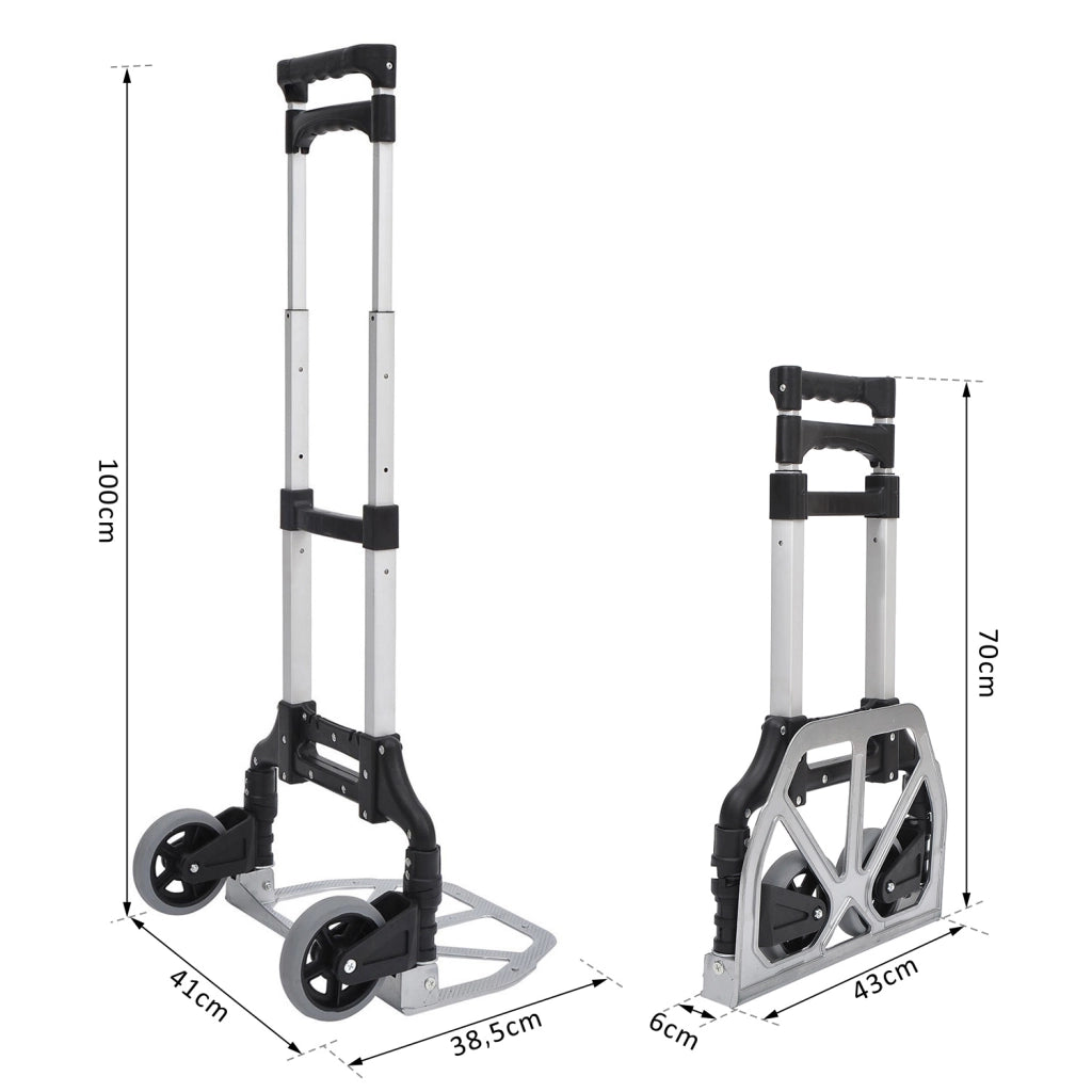 Carrello Pieghevole Telescopico ¨C Xylo ¨C Alluminio Argento-Nero 70kg