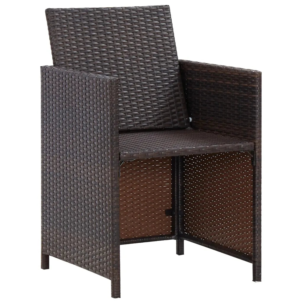 Set da Pranzo da Giardino 5 pz con Cuscini Polyrattan Marrone 42525