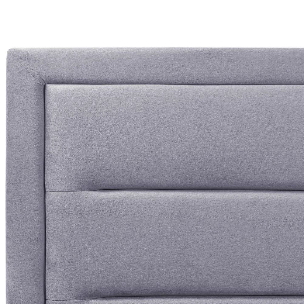 Letto matrimoniale in velluto con contenitore grigio scuro 160 x 200 cm design moderno imbottito con testiera ottomana