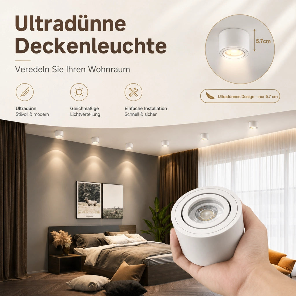 ZMH Faretto da soffitto LED dimmerabili bianchi ultra piatti orientabili 30 gradi 4W rotondi confezione 4 pezzi