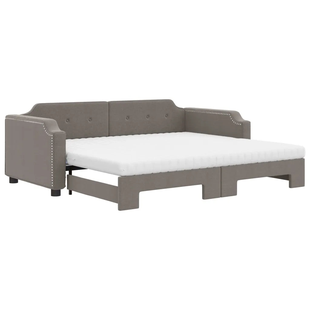 Divano Letto Estraibile con Materassi Tortora 90x200 cm Tessuto 3197655
