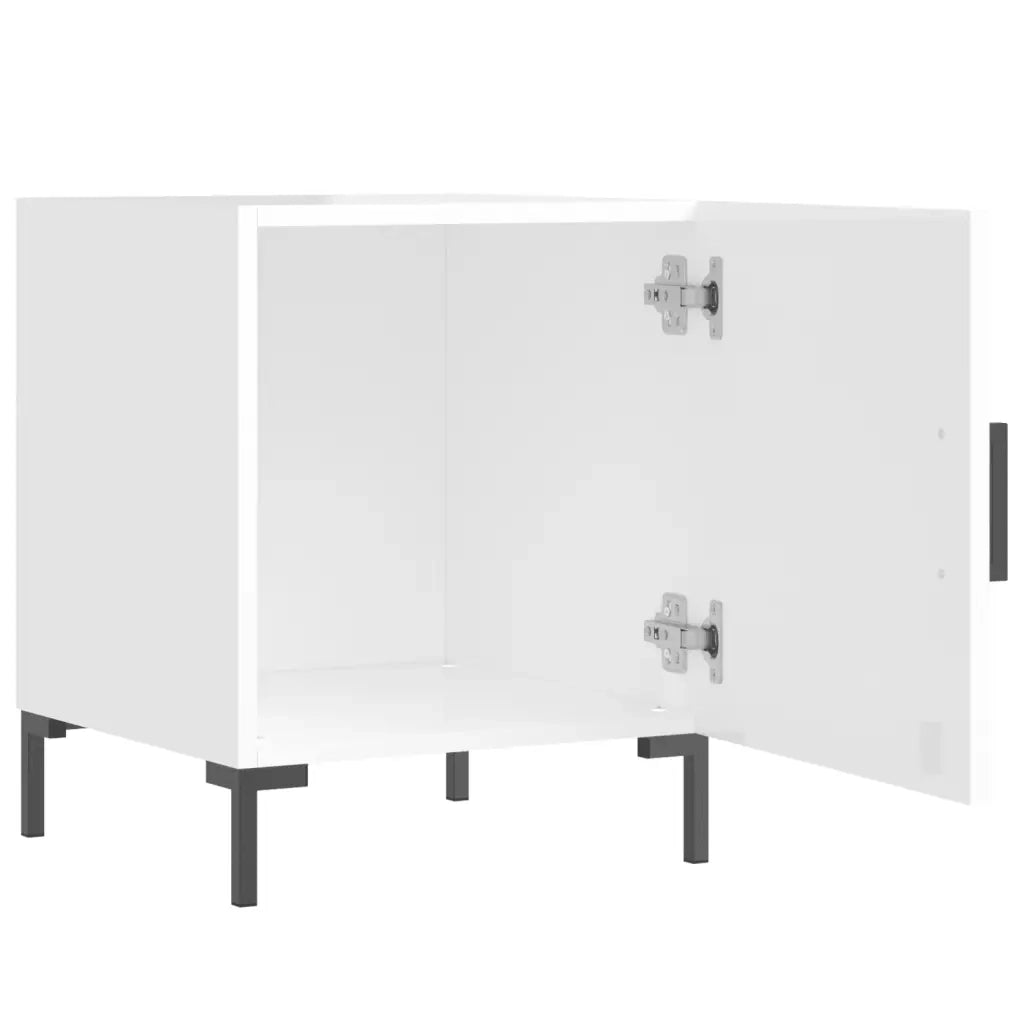 Comodini 2 pz-Set di 2 Tavolino da notte Bianco Lucido 40x40x50 cm in Legno Multistrato 493557