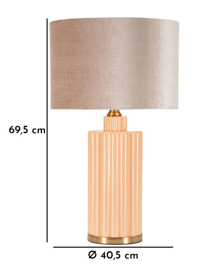 Lampada da Tavolo Perly Ø40,5x69,5 cm in Vetro e Ferro e Tessuto Perla e Oro