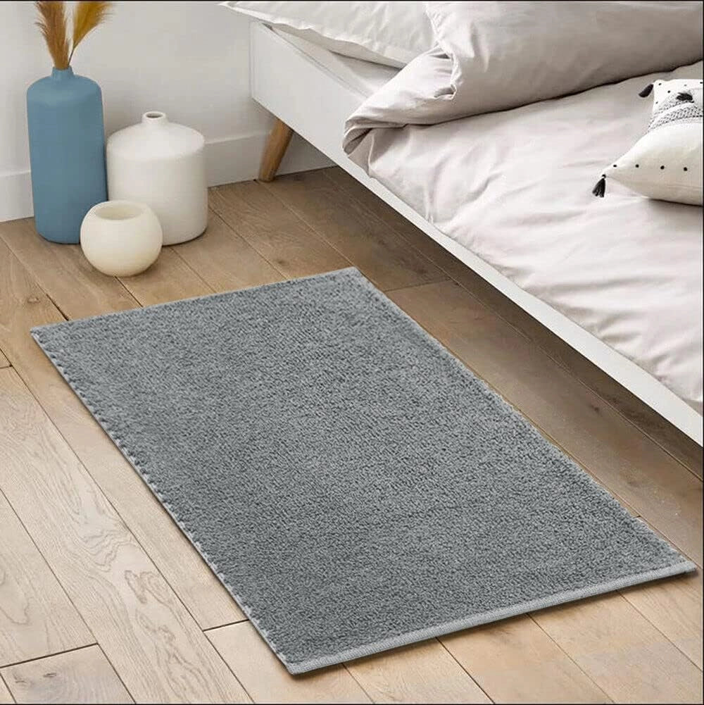 Tappeto Bagno Camera Scendiletto 50x80 cm Puro Cotone Morbido Lavabile Made In Italy Grigio
