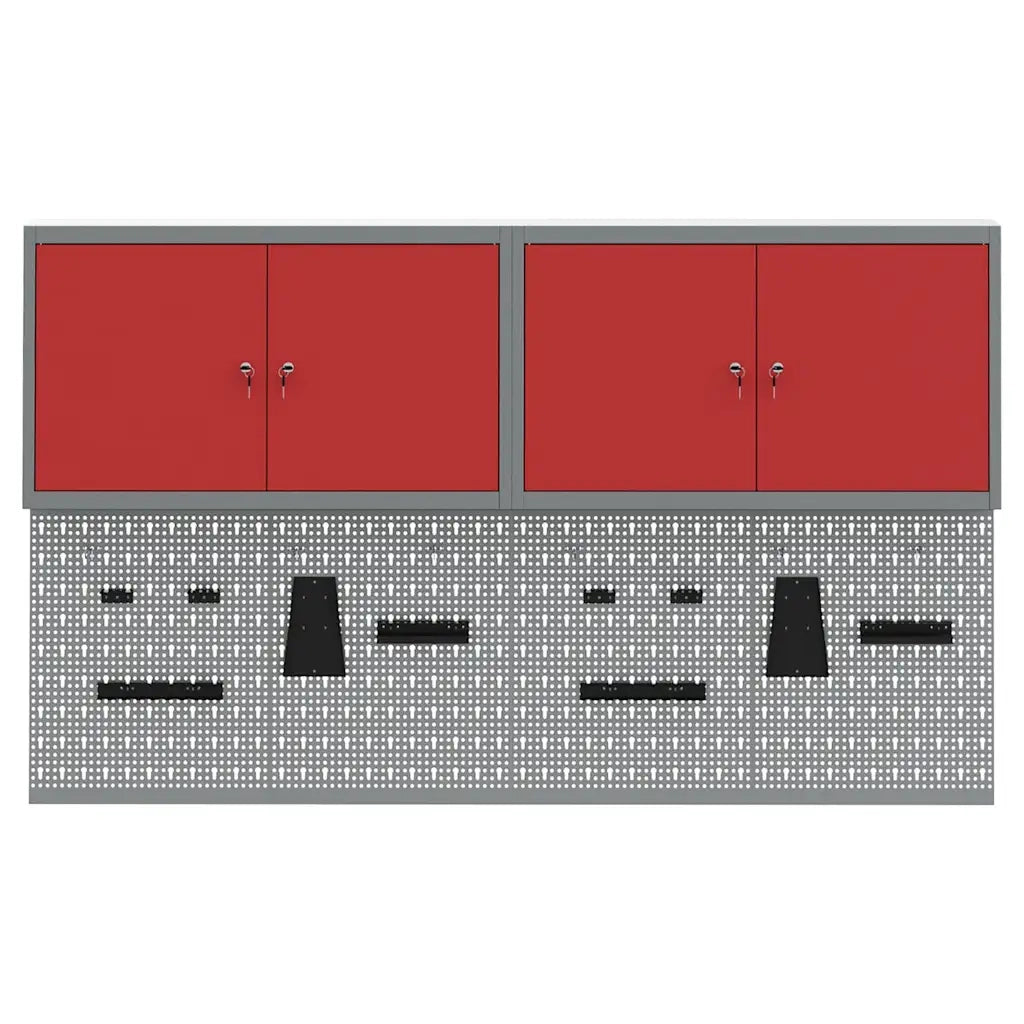 Set di armadi per attrezzi con lo scaffale 6 pcs Rosso 3321403