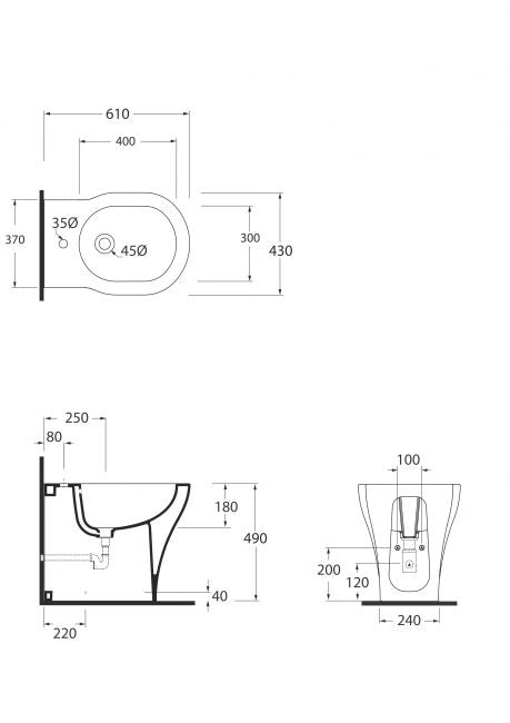 Kit Sanitari filomuro Serie XL - Azzurra ceramica - Kit filomuro Azzurra XL (Bidet, vaso, coprivaso)