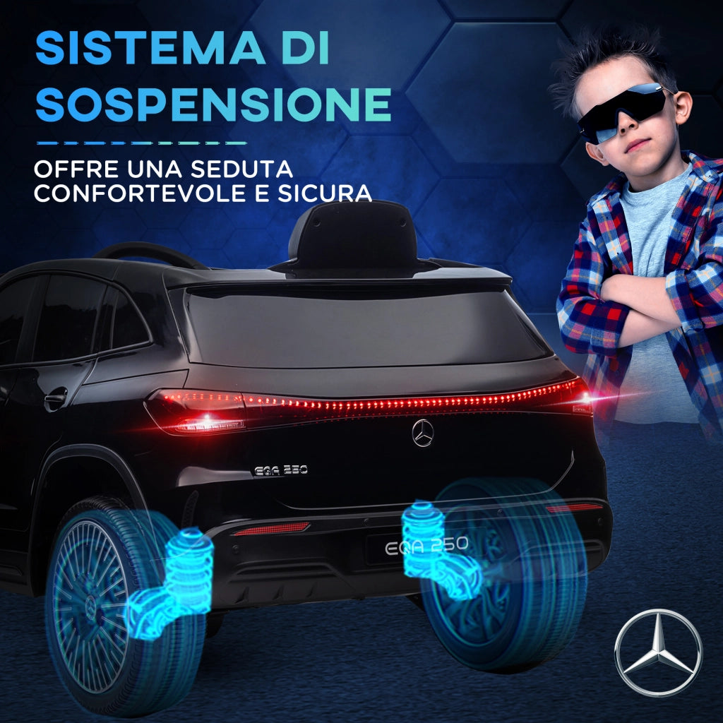 Macchina Elettrica per Bambini Licenza Mercedes-Benz EQA 12V con Telecomando Nero