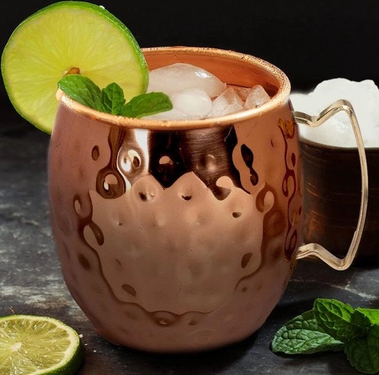 Tazza per Moscow Mule - Senza Rivestimento - Coperchio in Rame - Ideale per Eventi - Per Bevande Freddi - Per Uso Casalingo - Regalo per Bar - Set da 4 - ZPPCH-44