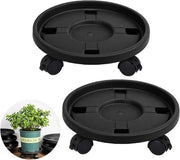 Due cassoni in acciaio resistente all'usura con ruote e freno per piante da 30cm con base rotonda portatile per vaso fiori con freno (Diametro: 30cm Nero con freno)