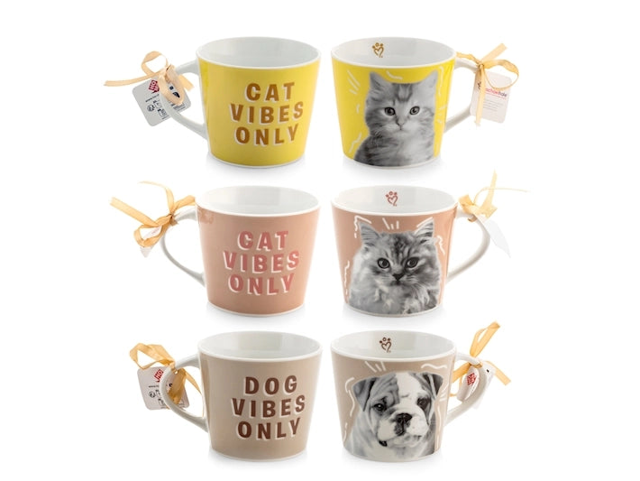 Singola Tazza a scelta  jumbo' pets vibes in porcellana decorata cc400