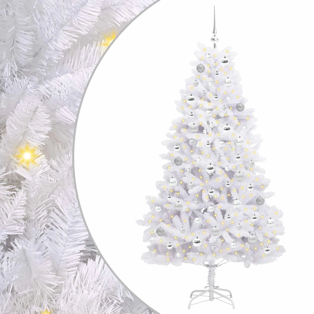 Albero di Natale Artificiale con Rami Pieghevoli Bianco 180 cm
