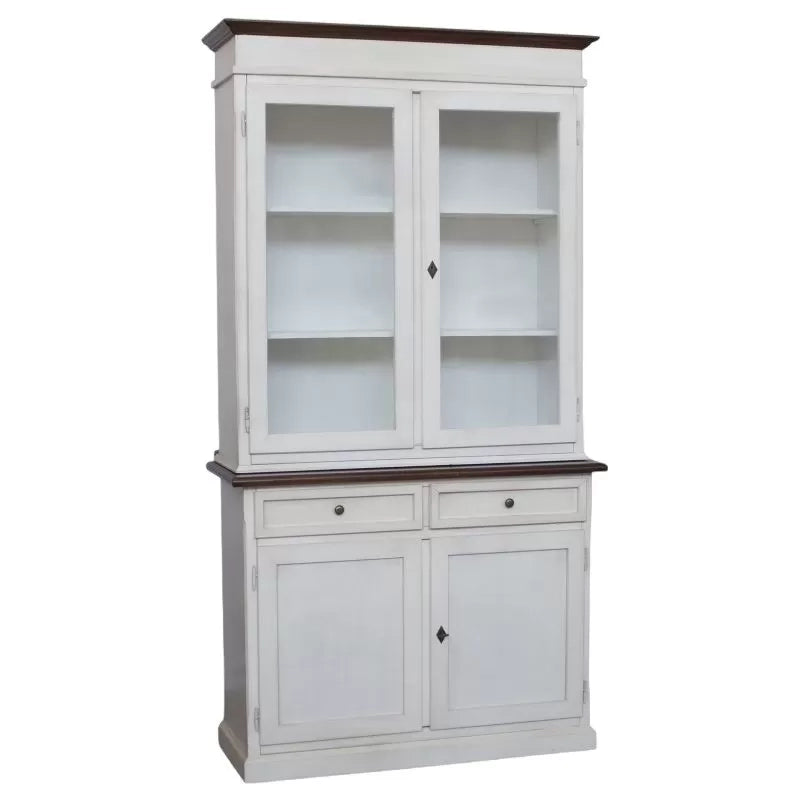 Cristalliera 2 porte shabby legno bianco invecchiato noce 105x42x205 - Mobili 2G