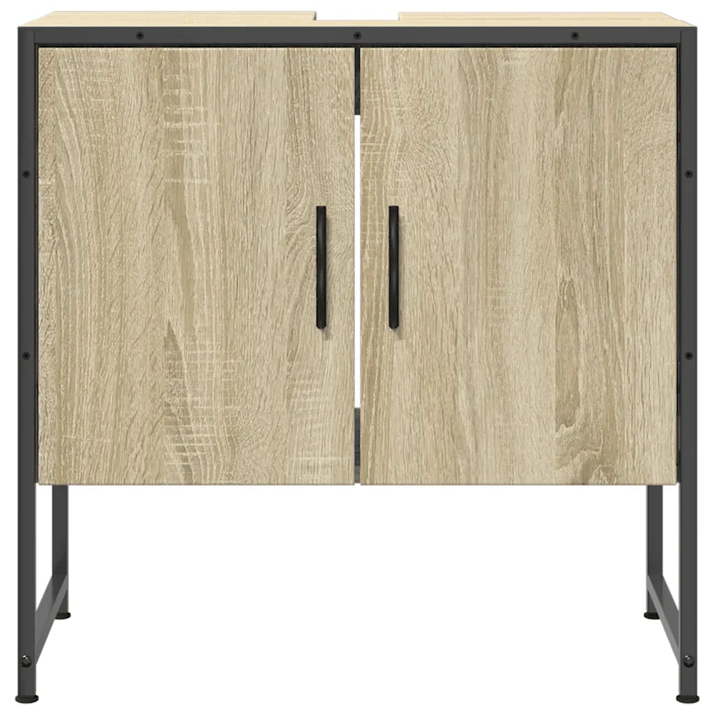 Mobile bagno compatto di design con spazio contenitivo ottimizzato 60 x 33 x 60 cm legno di rovere Sonoma 02_0049451