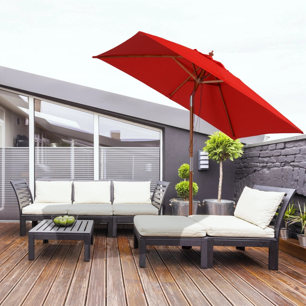 Parasole da giardino rettangolare inclinabile in legno e poliestere ¨C zephmum ¨C rosso 2x1.5x2.3 m
