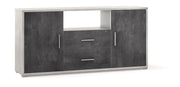Madia 2 Ante 2 Cassetti 174x84x41 cm Ossido Bianco/Ossido Nero