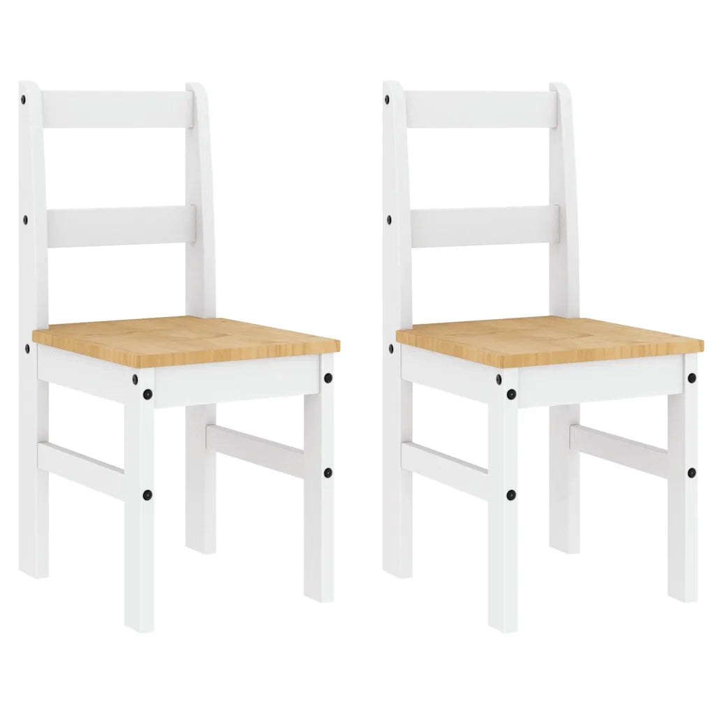 Set da Pranzo 4 pz PANAMA Bianco in Legno Massello di Pino