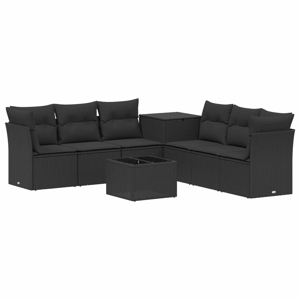 Set di divani 8 pz Nero Rattan sintetico e Acciaio 3448260