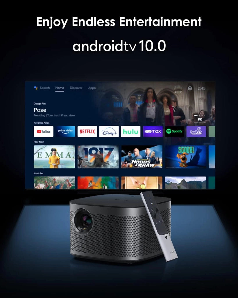 Horizon Pro 4K Videoproiettore,Proiettore 4k WiFi, Android TV 10.0, 1500 ISO Lumen, 3D Videoproiettore Harman/Kardon Altoparlante TV Box / PS4 / Smartphone