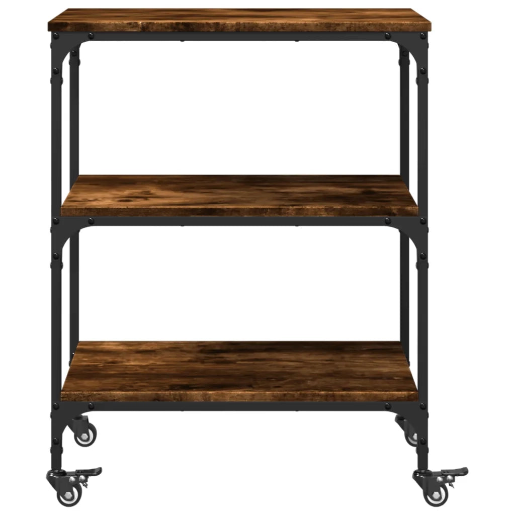 Carrello da Cucina-Scaffale per Cucina Rovere Fumo 60x41x76 cm in Legno Multistrato