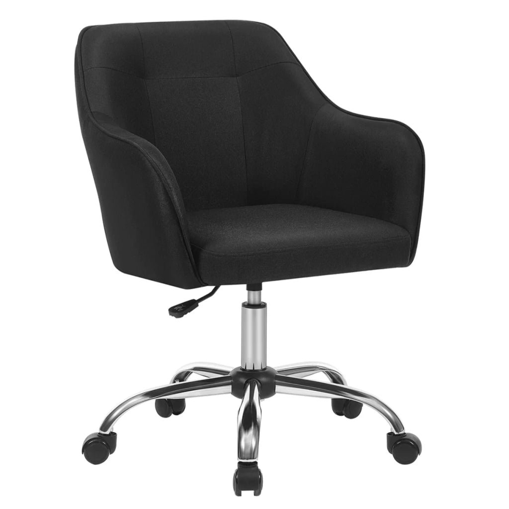 Sedia da ufficio sedia girevole seduta comoda ed ergonomica altezza regolabile portata 120 kg struttura in acciaio tessuto effetto lino nero 12_0005880