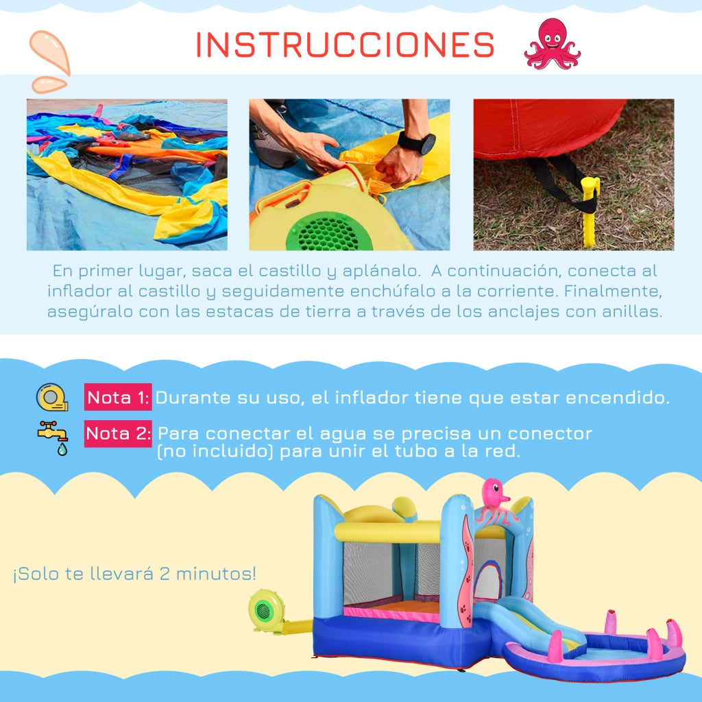 Letto Gonfiabile per Bambini con Scivolo e Piscina ¨C Zephmum ¨C 360x175x180 cm Multicolor