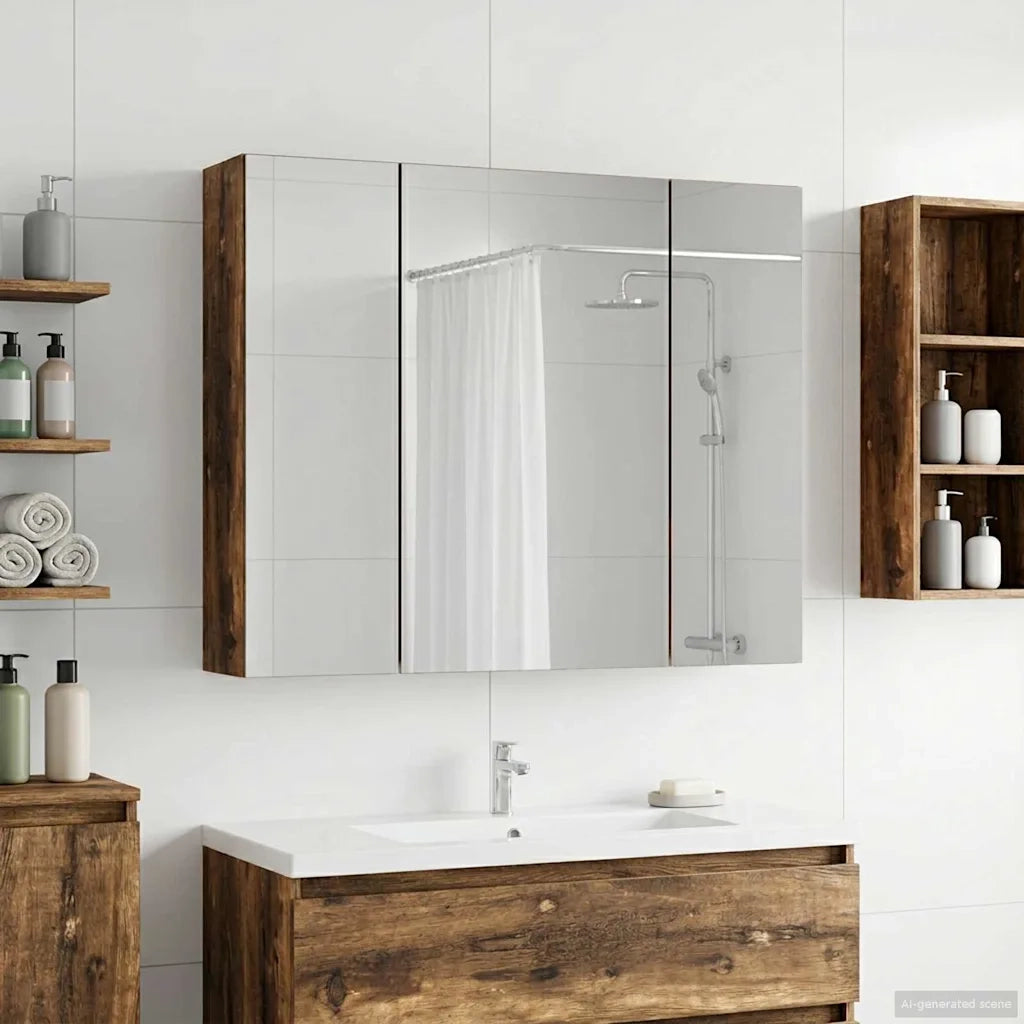 Mobiletto per specchio da bagno Rovere fumé 60 x 14,5 x 50 cm