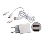 CARICATORE USB DA PARETE CON CAVO DI RICARICA 2,4A - 2 USB- 100 cm - Attacco Lightning