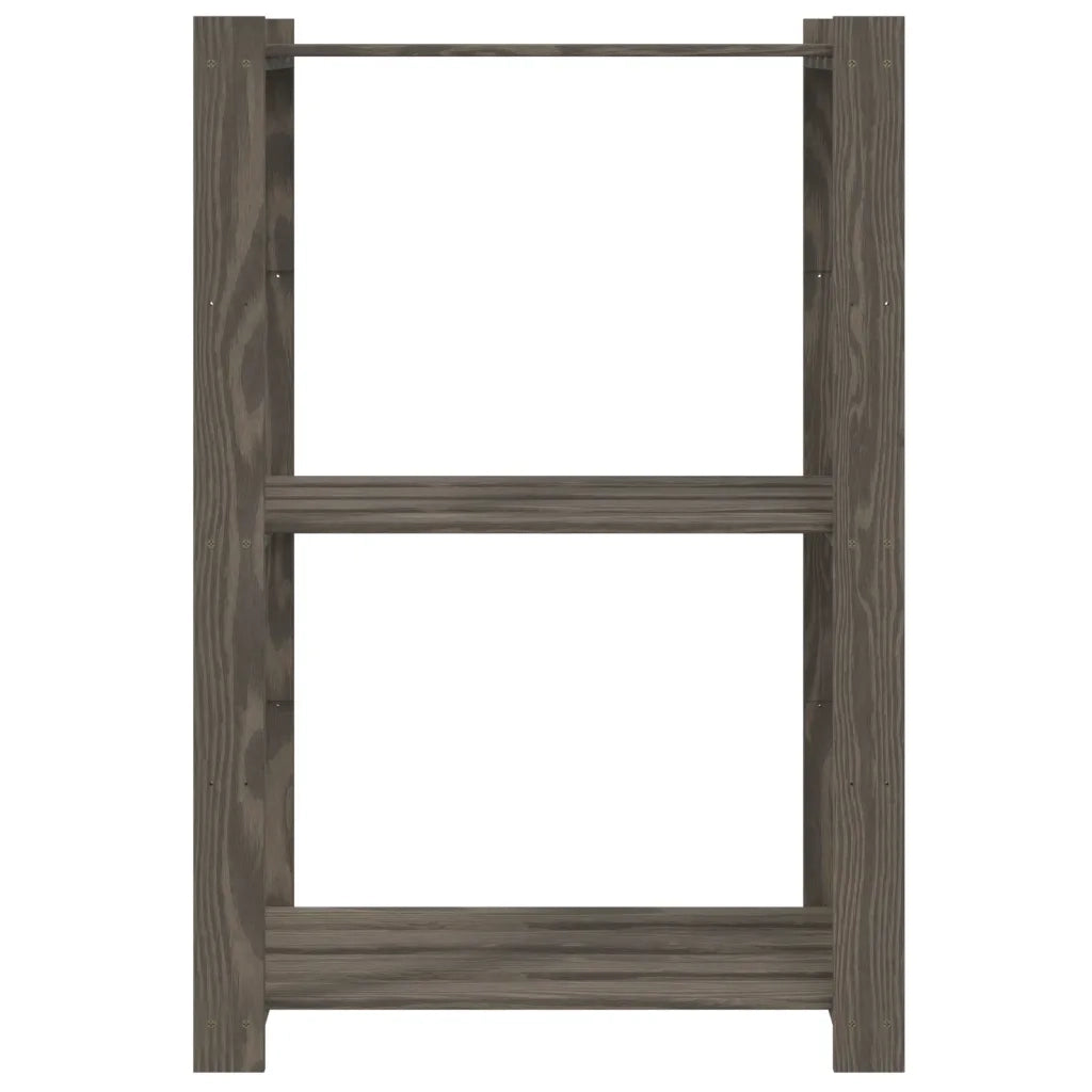 Scaffale a 3 Livelli Grigio 60x38x90 cm in Legno di Pino 373387