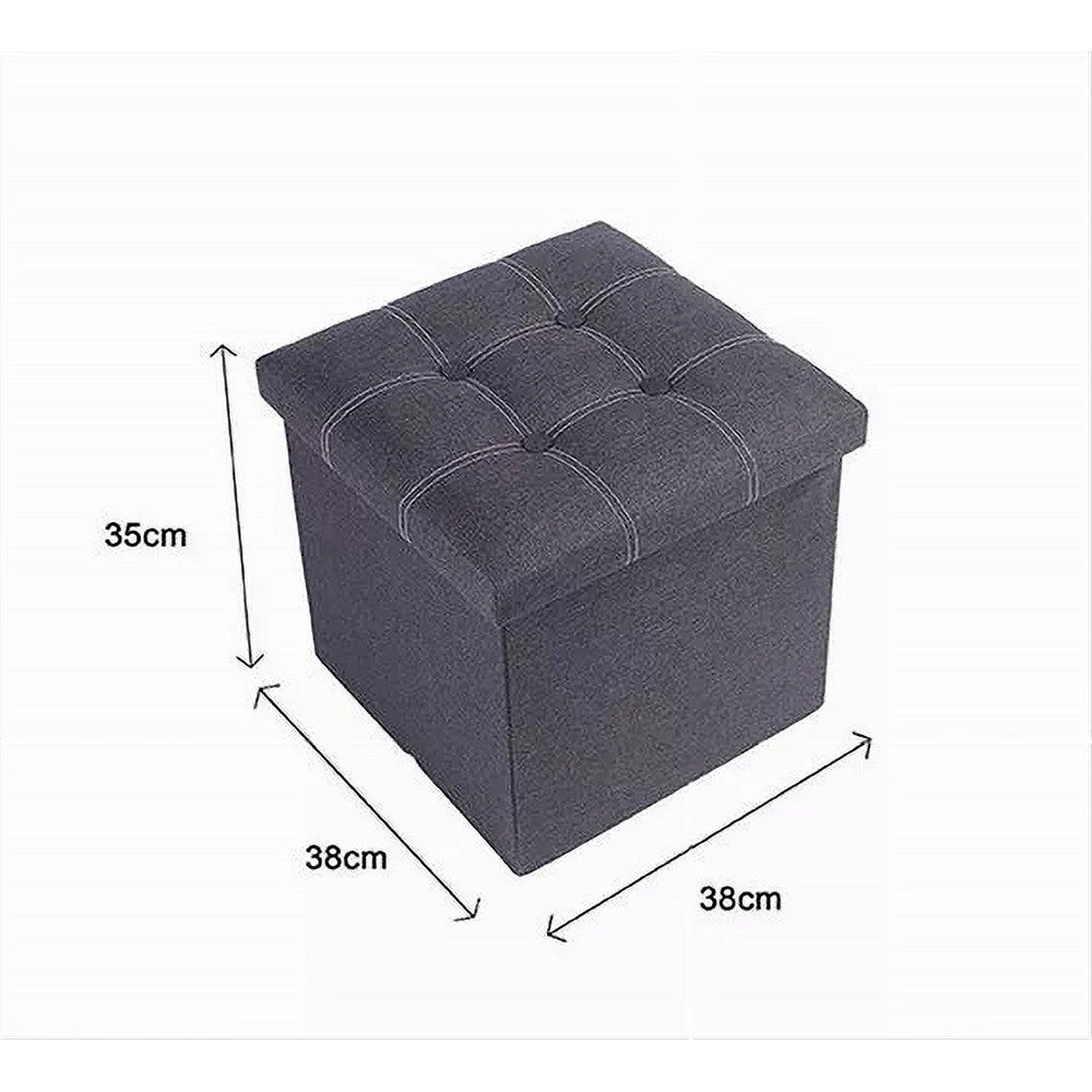 Trade Shop - Pouff Puff Pouf Contenitore Imbottito Portaoggetti Seduta Grigio 38x38x35cm 79424 -