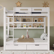 Letto a castello per bambini - Zephmum - 90x200cm - Bianco - Cassetti e scaffale