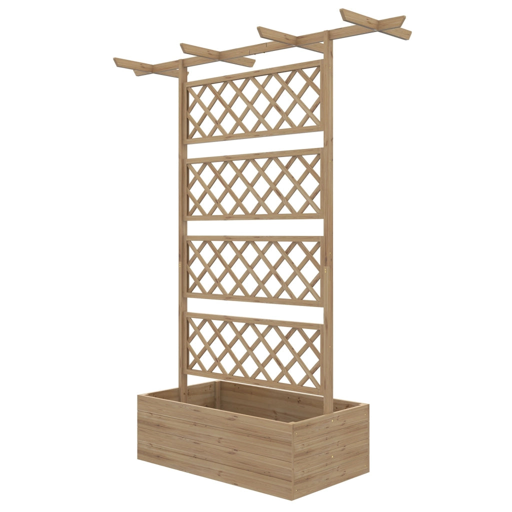 Letto per Orto con Traliccio e Pergola 160x55x183 cm in Legno Naturale