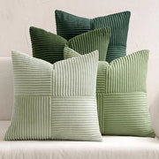 Set di 4 cuscini per poltrona in corduroy 40 x 40 cm decorativo moderno con chiusura a zip - Serie verde per soggiorno camera da letto
