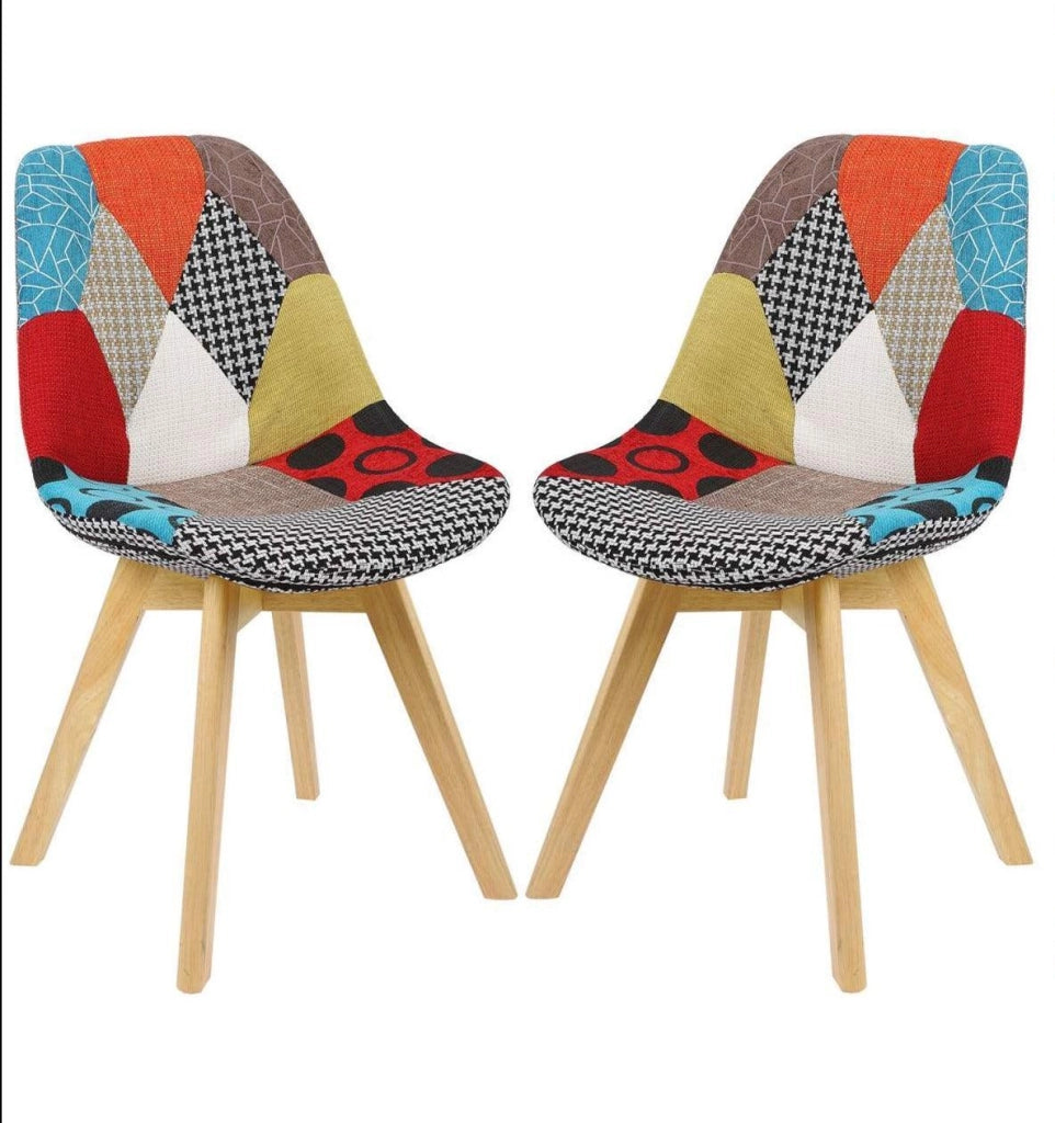 Sedie da pranzo in lino multicolore 2 pezzi 19_0000546