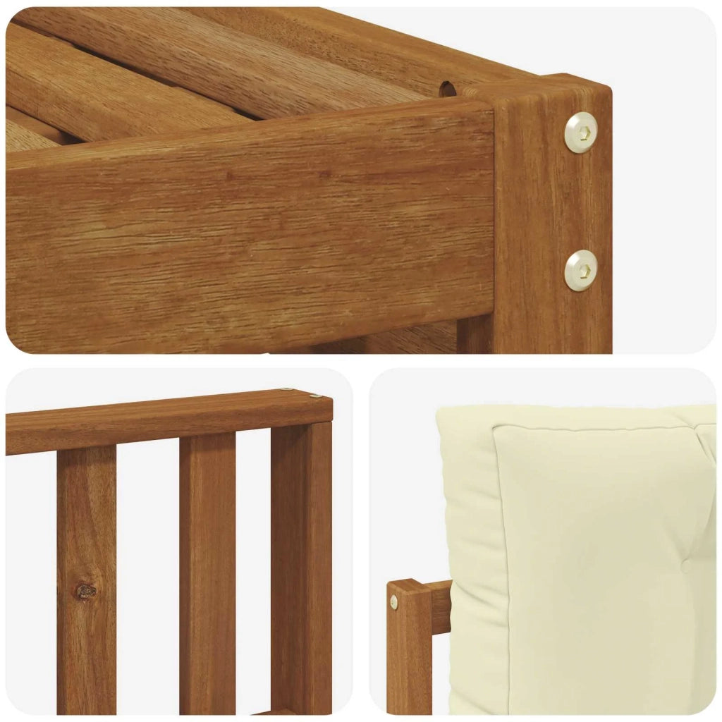 Set divani 6 pcs Naturale e Crema Legno di Acacia Massello 3373890