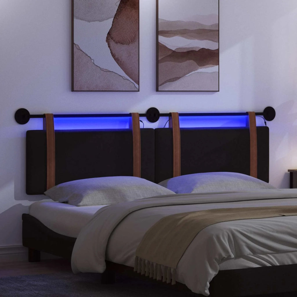 Testiera | Testata sospesa Con luce LED Nero PU Antico