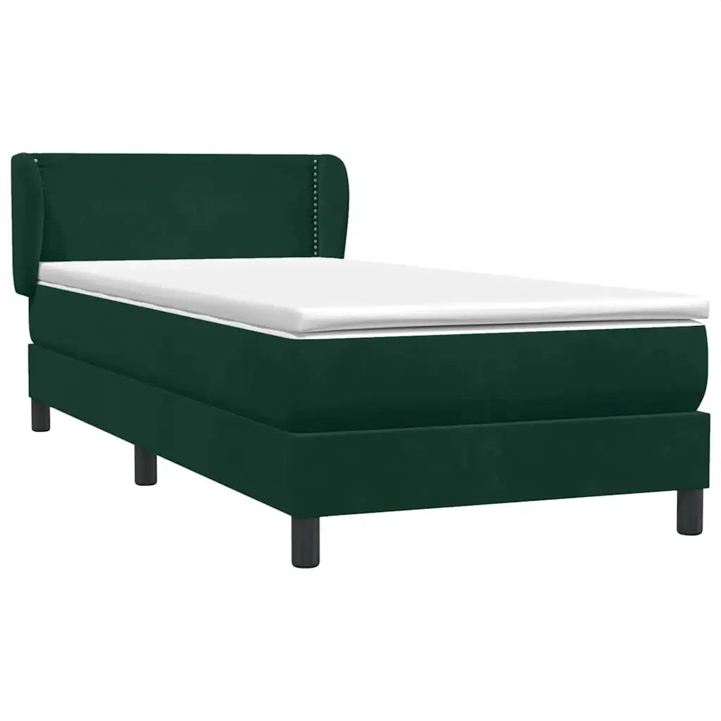Giroletto a Molle con Materasso Verde Scuro 80x220 cm Velluto