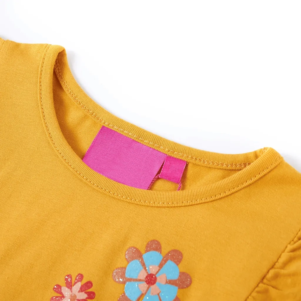 Maglietta da Bambina a Maniche Lunghe Ocra Scuro 116 13676