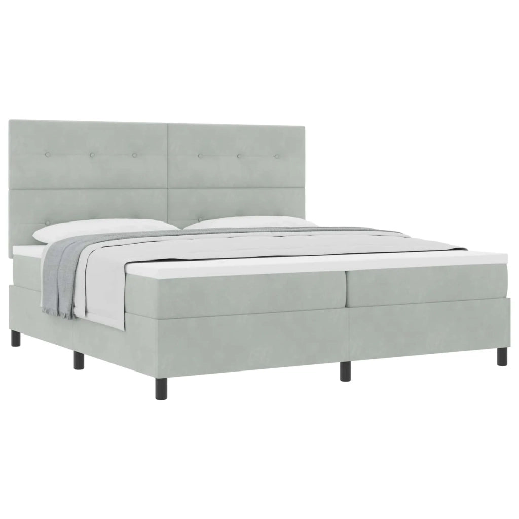 Letto a molle con materasso Grigio chiaro 200 x 200 cm Velluto 3339854