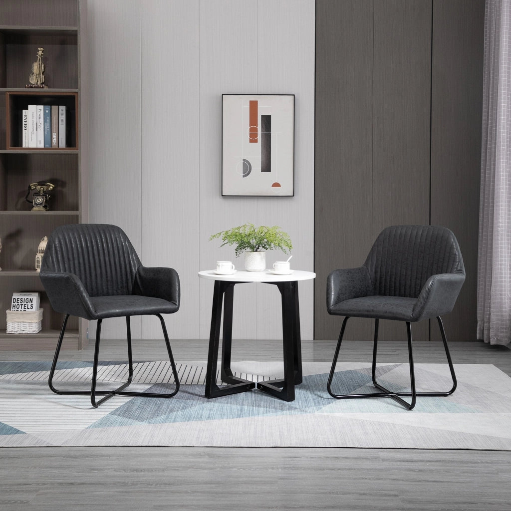 Set 2 Sedie Imbottite 60x56,5x85 cm in Similpelle Marrone